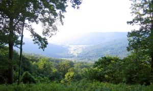Looking out on the valley and Collins River from Beersheba Springs, TN