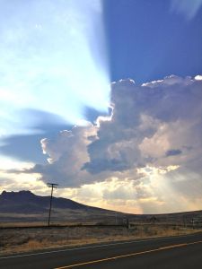 Sunset and wildfire outside of Tulelake, CA